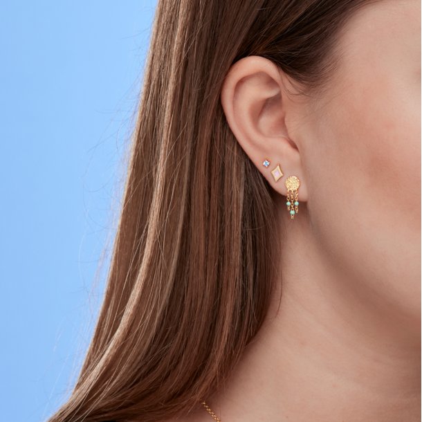 Harlequin ear studs, red