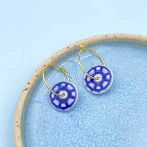 Flower earring, royal blue 