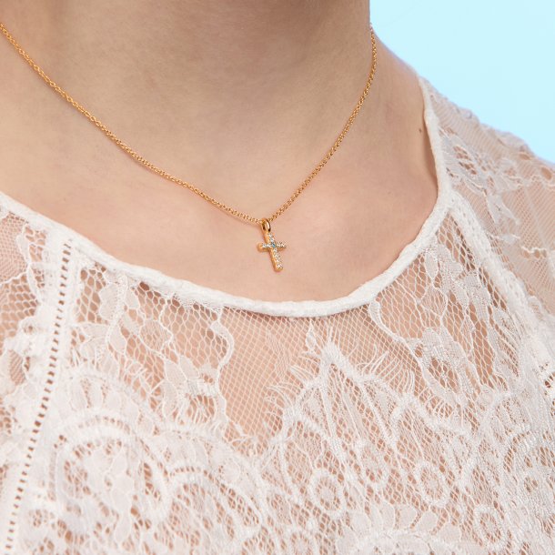 Kors halskde, med turkis