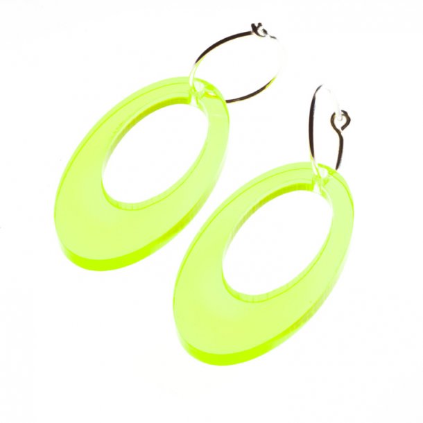 Oval rering, neon gul, transparent, stor