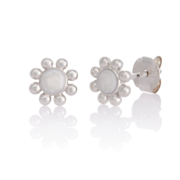 Emina ear studs, white, 8 mm