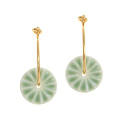 Porcelain earring, green 