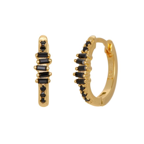 Clear Crystal hoops, black