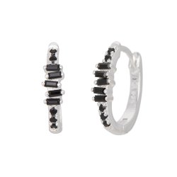 Clear Crystal hoops, black