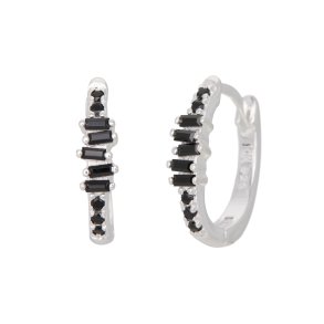 Clear Crystal hoops, black