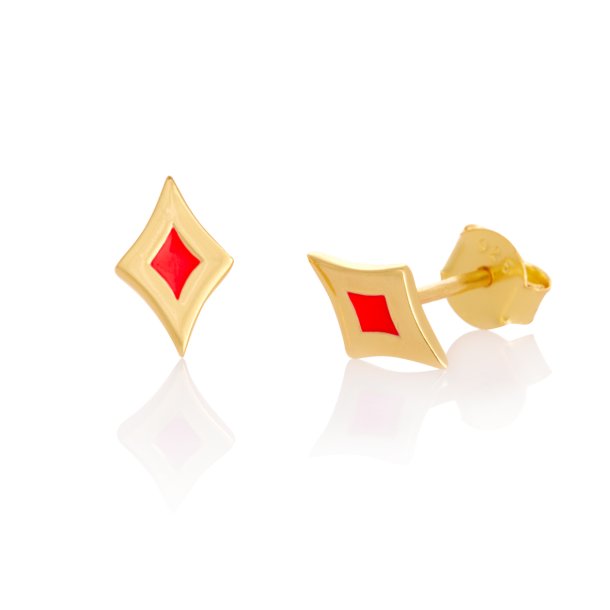 Harlequin ear studs, red