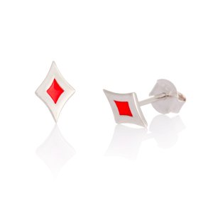 Harlequin ear studs, red