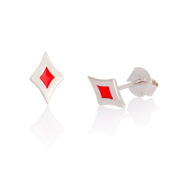 Harlequin ear studs, red