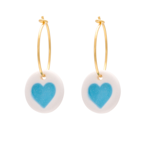 Porcelainheart earring, lysebl� 