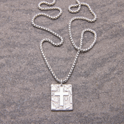 Emerging cross necklace, steel