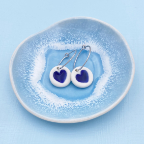 Porcelainheart earring, royal blue