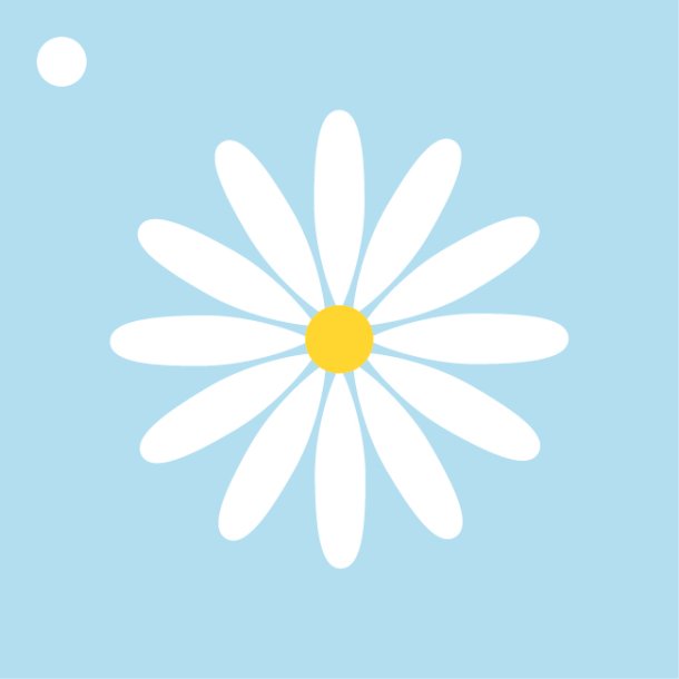 Til/fra kort, marguerit, lysebl