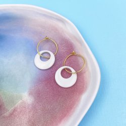 Moon earrings, white, small