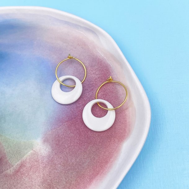 Moon earrings, white, small