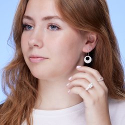 Moon earrings, white, small