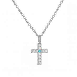 Kors halskde, med turkis