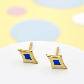 Harlequin ear studs, red