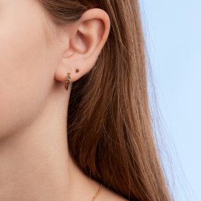 Clear Crystal hoops, black